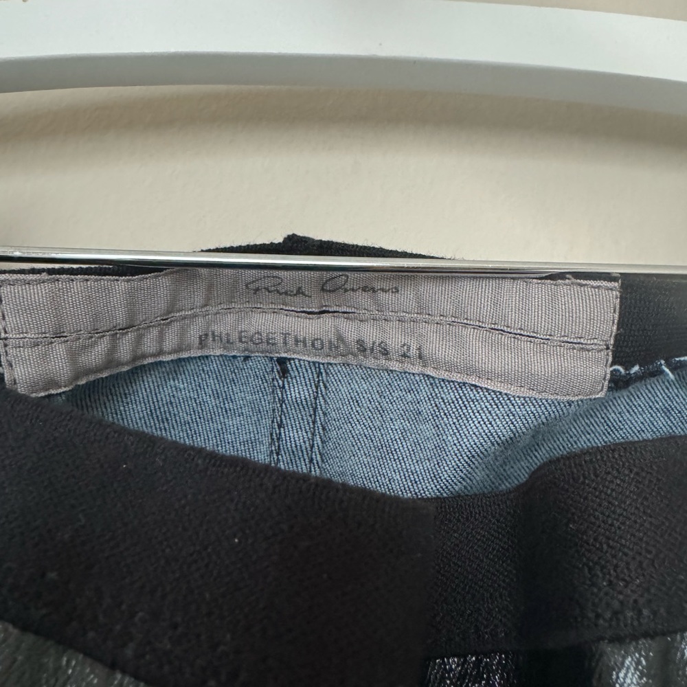 Rick Owens Black Leather Pants - Picture 6 of 9